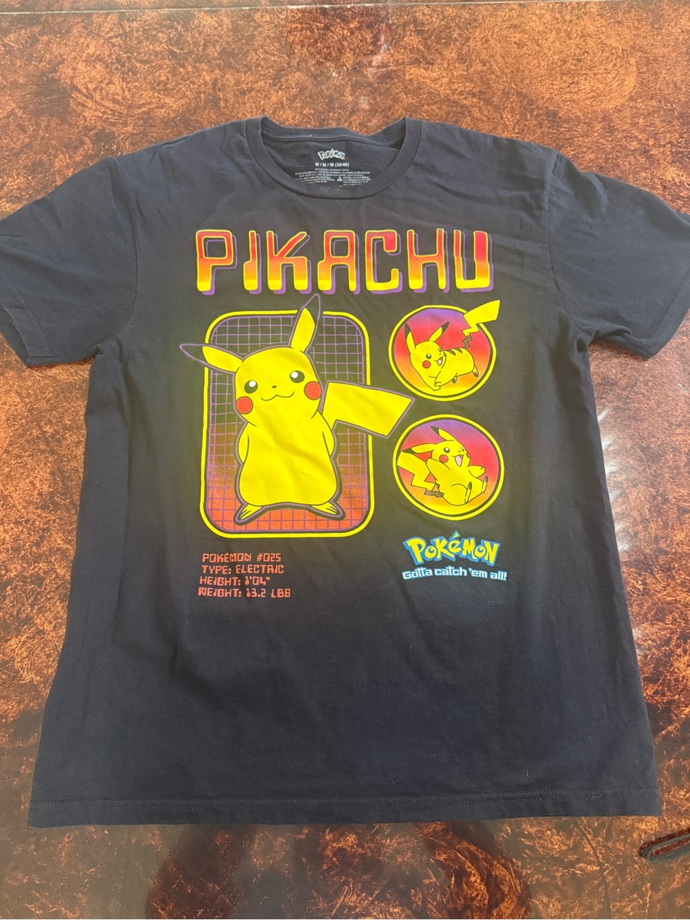 Pokemon Black Pikachu Graphic Tee with Yellow and Red Accents